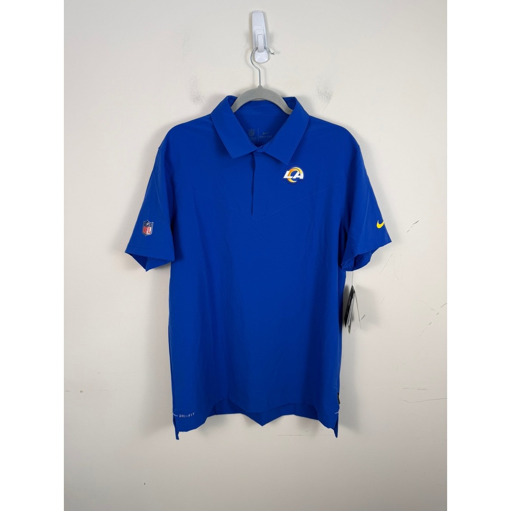 Nike NFL Los Angeles Rams Mens Dri-FIT On-Field Polo Shirt Blue CW8362-405 NEW